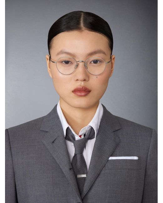 Thom Browne White Eyewear Round Frame Glasses for men