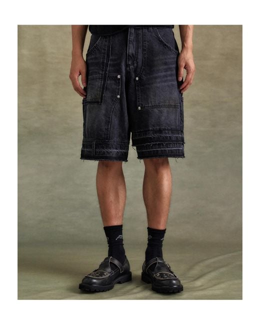 ANDERSSON BELL Blue Raw-Hem Denim Shorts for men