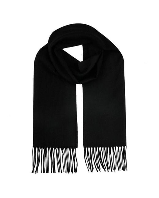 Moschino Black Logo-Embroidered Fringed Scarf for men