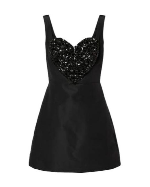 Carolina Herrera Black Embellished Silk Minidress