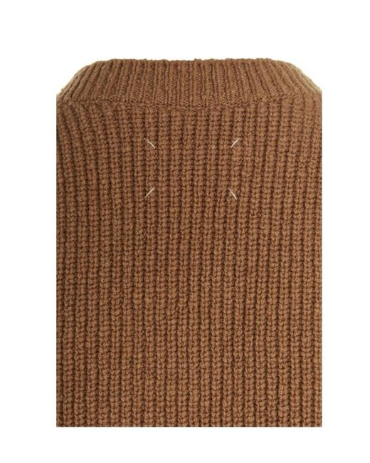 Maison Margiela Brown V-Neck Straight Hem Knitted Vest for men