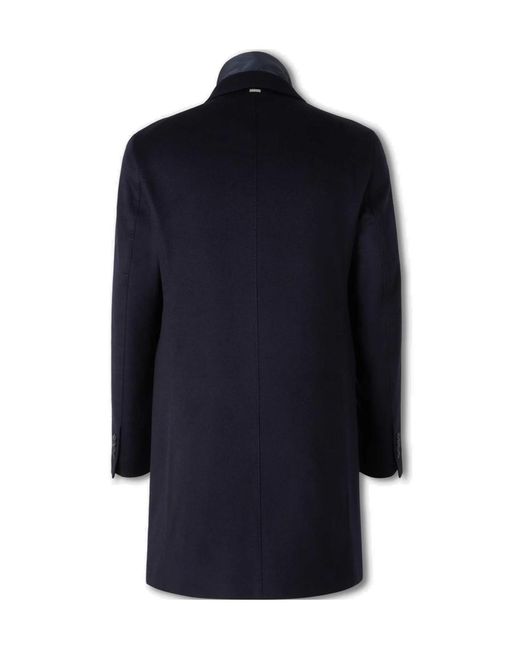 Herno Blue Detachable-Lining Buttoned Coat for men