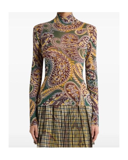 Etro Multicolor Paisley Turtleneck Top