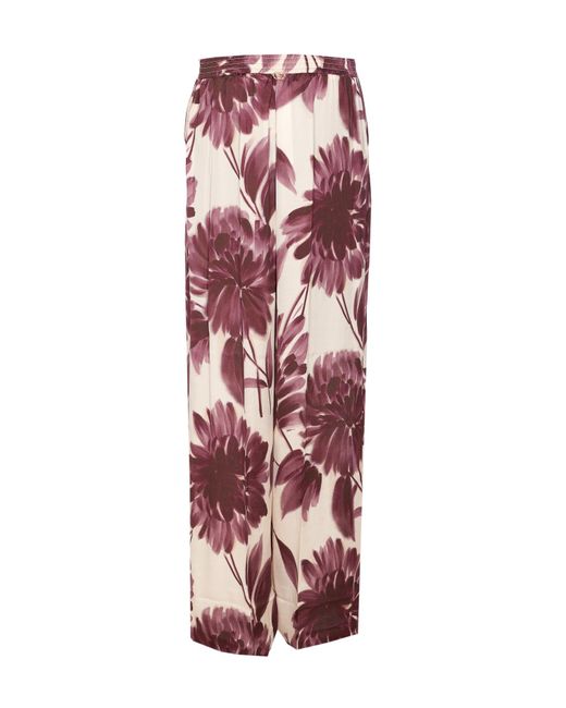 Twinset Red Floral Printed Wide Trousers