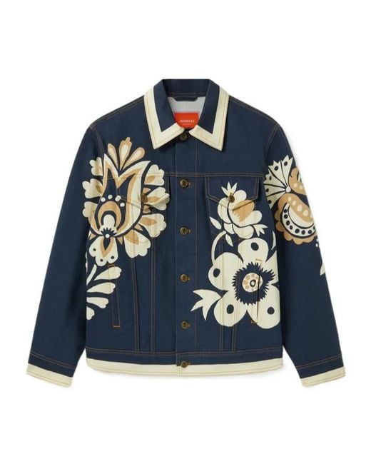 LaDoubleJ Blue Floral-Print Denim Jacket