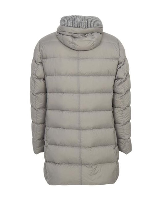 Herno Gray Quilted Hooded Puffer Coat for men