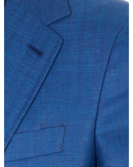 Canali Blue Long-Sleeve Blazer for men