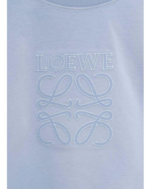 Loewe Blue Logo-Embroidered Cropped T-Shirt