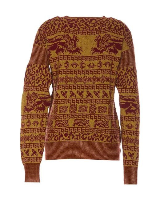 Vivienne Westwood Brown Pattern Intarsia-Knit Crewneck Jumper