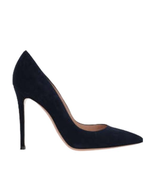 Gianvito Rossi Blue Pointed Suede Pumps