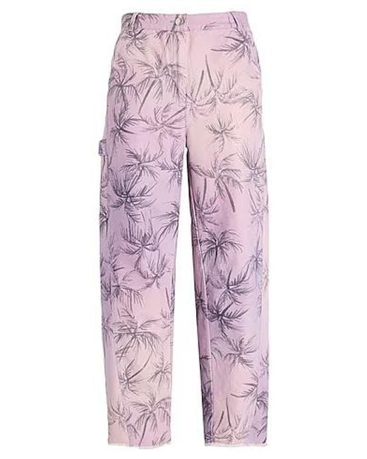 MAX&Co. Red High-Waisted Casual Pants With Hawaiian Print