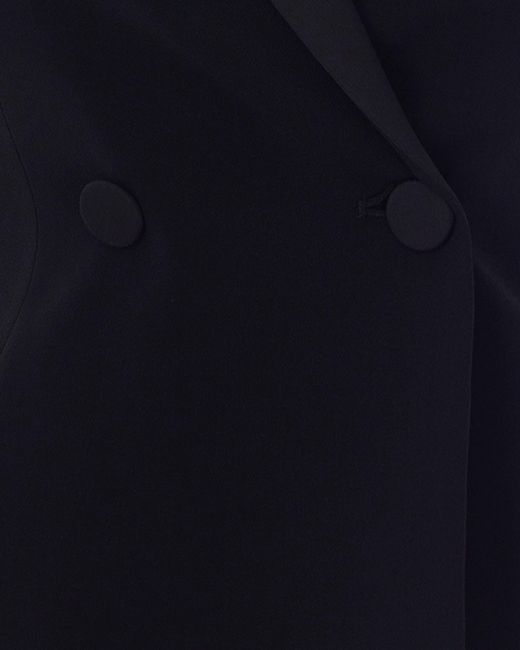 Patrizia Pepe Blue Tuxedo-Style Satin-Lapel Top