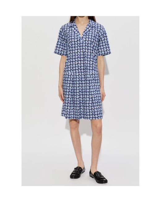 Marni Blue Patterned Pockets Dress
