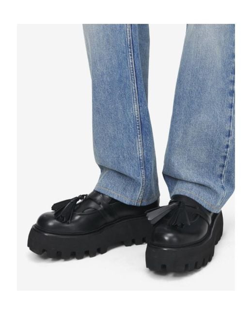 McQueen Black Sofa Skull Tassel Chunky-Sole Loafers for men