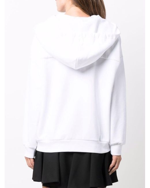 McQueen White Logo Printed Drawstring Hoodie