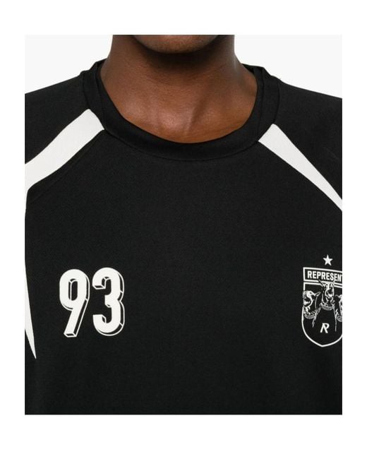 Represent Black Logo Printed Football T-Shirt for men
