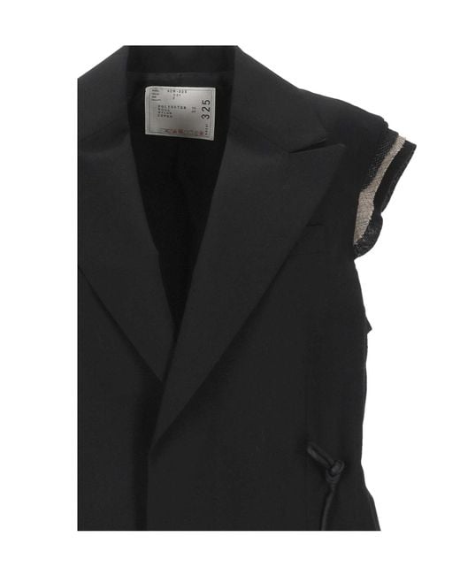 Sacai Black Long Vest