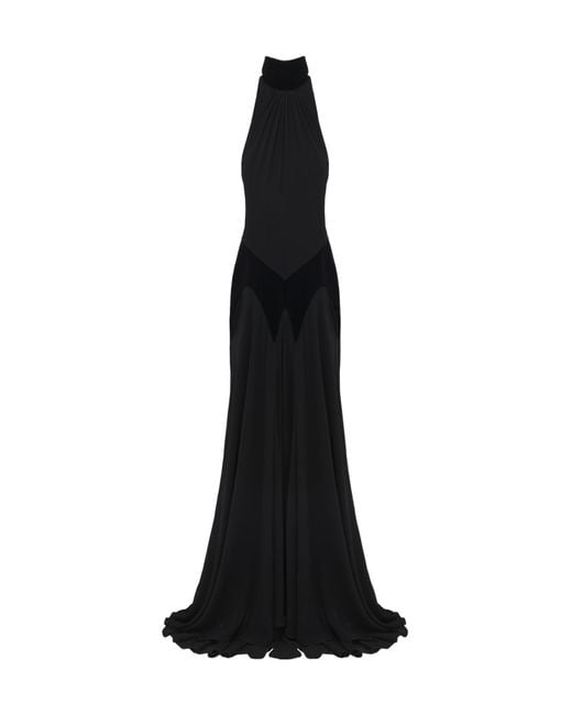 McQueen Black Silk Georgette Evening Dress
