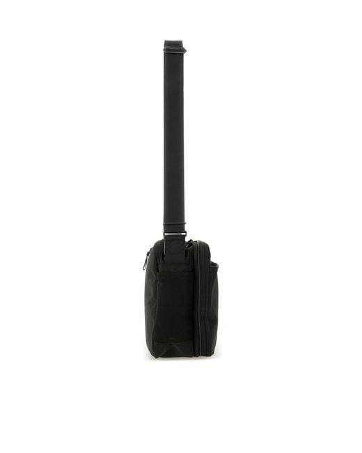 Porter-Yoshida and Co Black Zippered Shoulder Bag for men