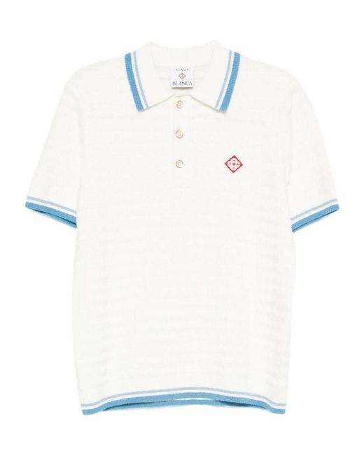 Casablanca White Logo Patch Polo Shirt for men