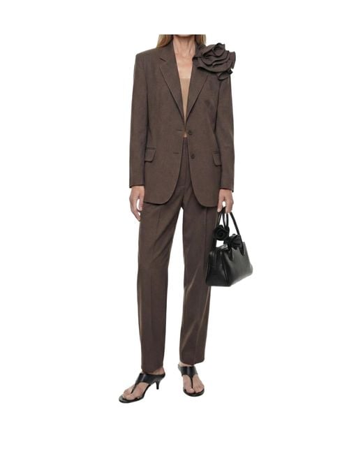 Magda Butrym Brown Floral-Appliqué Blazer