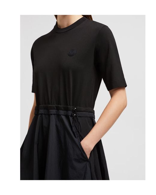 Moncler Black Crewneck Short-Sleeve Dress
