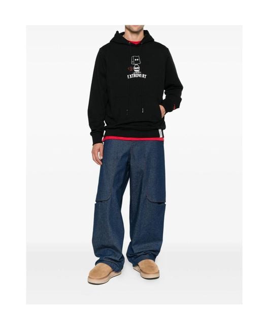 Iceberg Black Graphic-Print Cotton Hoodie for men
