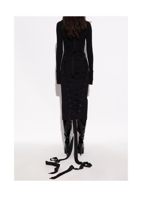 Balenciaga Black Stand Up Collar Midi Dress