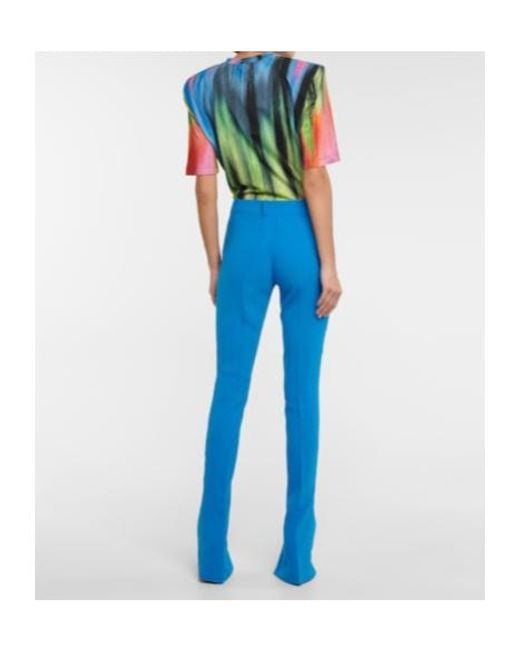 The Attico Blue Freja High-Waisted Tech Crepe Leggings