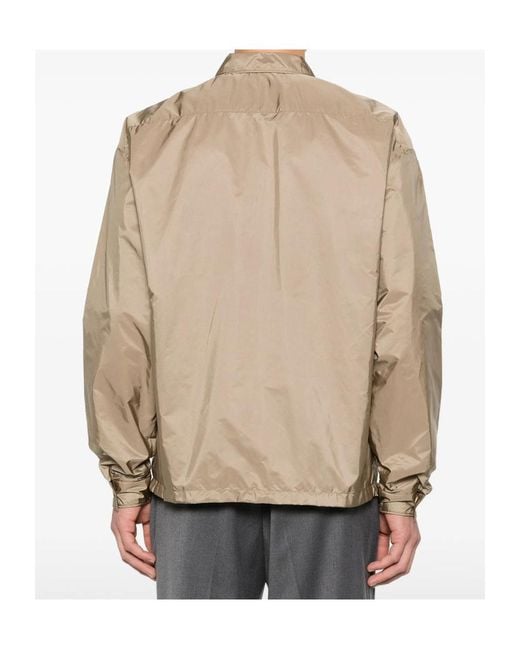 Prada Gray Logo Plaque Zip-Up Jacket for men