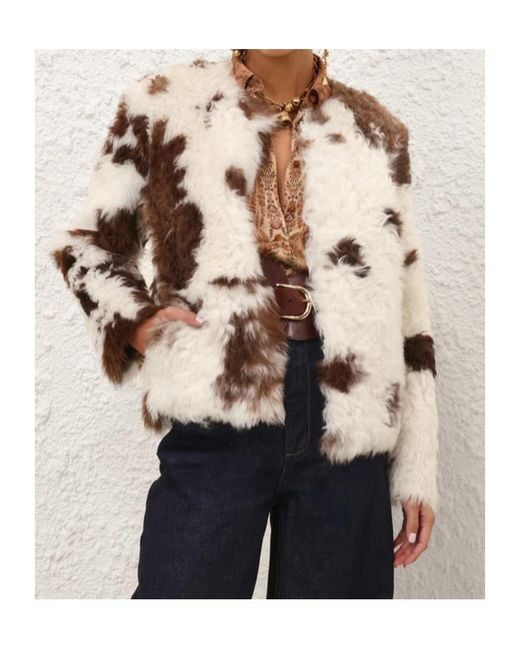 Zimmermann Natural Hypnotic Spot Shearling Jacket