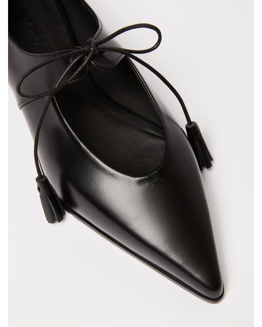 Max Mara Black Smooth Leather Ballet Flats