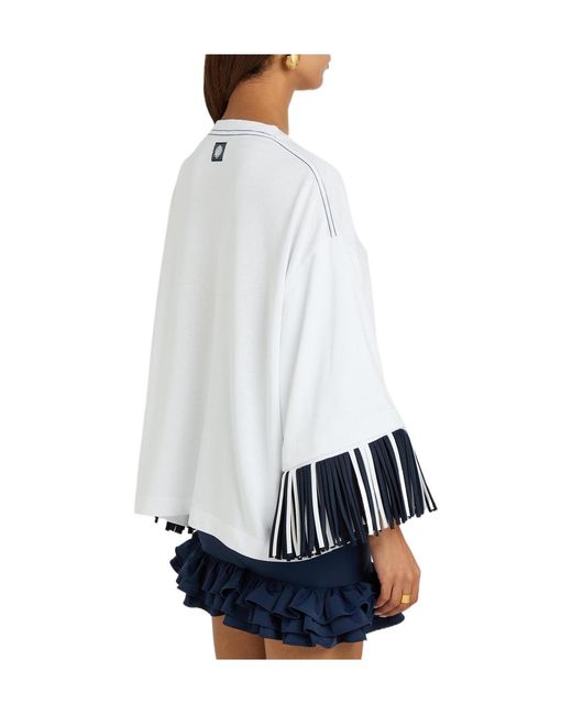 Jacquemus White Fringed Long-Sleeve Cotton T-Shirt