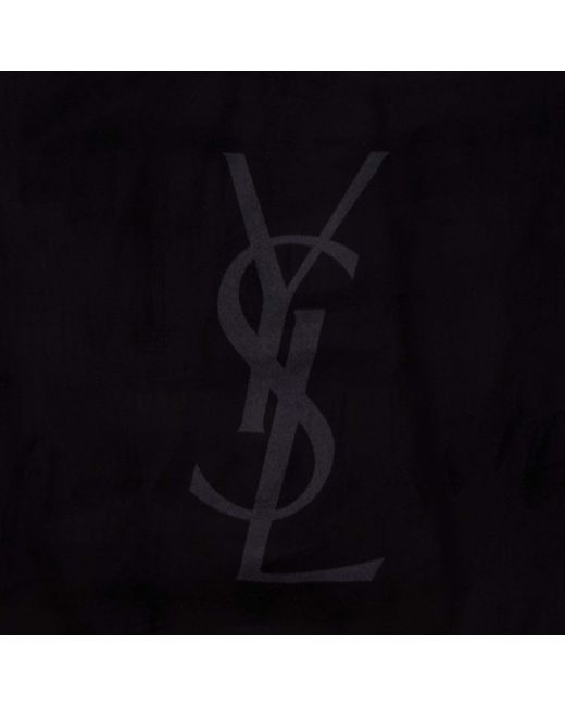Saint Laurent Black Logo Printed Scarf
