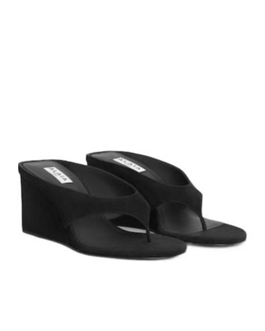 Alaïa Black 70Mm Tong Wedge Sandals