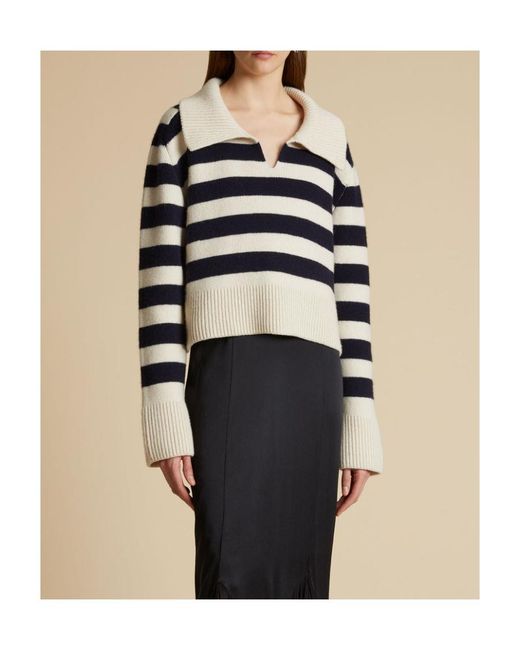 Khaite Blue Franklin Striped Knitted Jumper