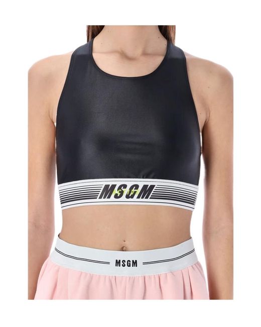 MSGM Black Logo Band Sport Top