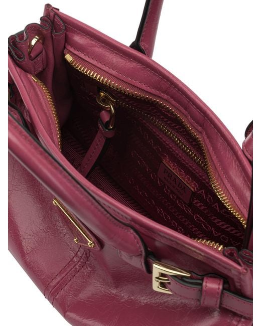 Prada Purple Bonnie Logo Plaque Mini Tote Bag