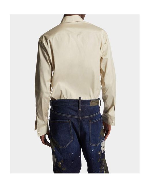DSquared² White Logo Printed Long-Sleeved Shirt for men