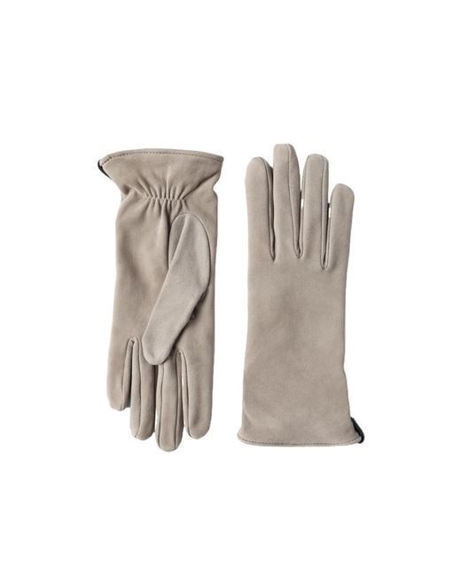 Brunello Cucinelli White Gathered-Detail Leather Gloves
