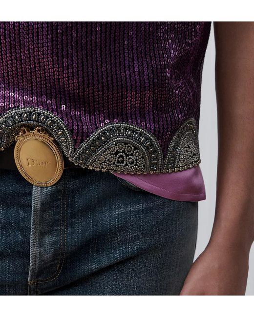Dior Purple Sleeveless Top With Sequins for men