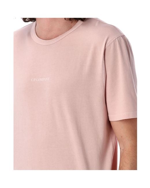 C P Company Pink Logo Crew Neck T-Shirt for men