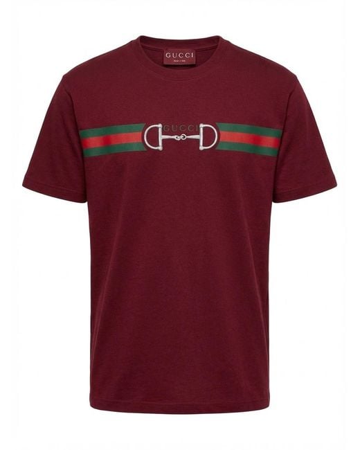 Gucci Red Medium Cotton Jersey T-Shirt With Print for men