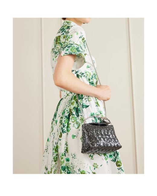 Erdem Gray Bloom Sequin Clutch