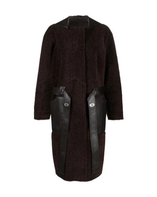 Low Classic Black Faux-Leather Zip-Up Coat