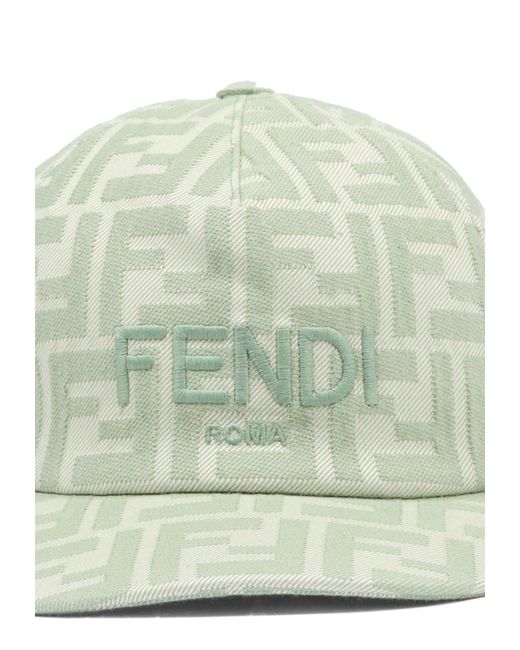 Fendi Green Logo-Pattern Cap