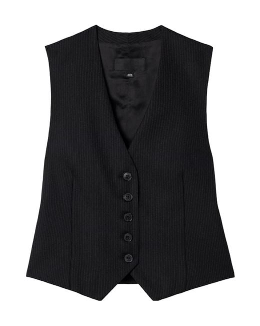 Nili Lotan Black Angelina Pinstripe Vest
