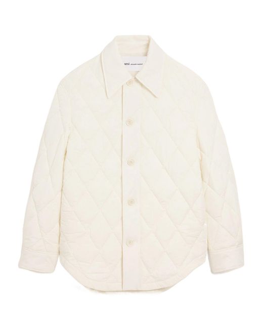 AMI White Padded Buttoned Jacket for men