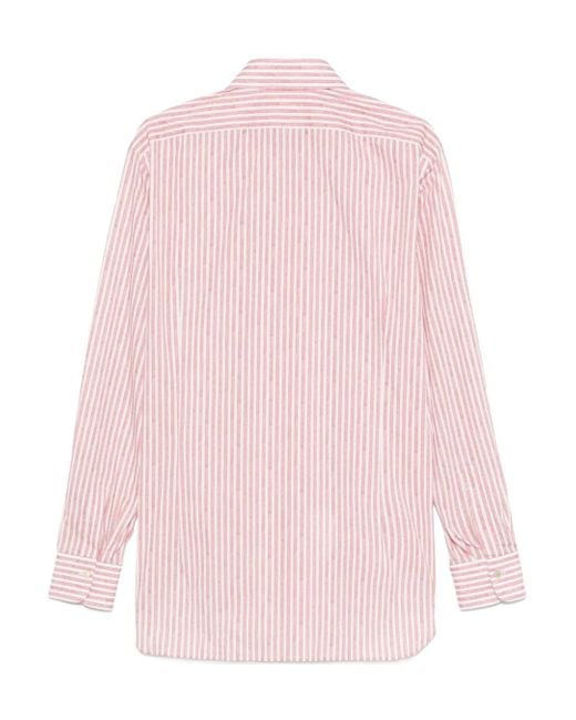 Kiton Pink Candy-Striped Shirt for men