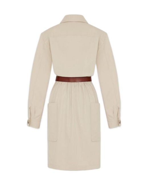 Saint Laurent Natural Saharienne Belted Dress